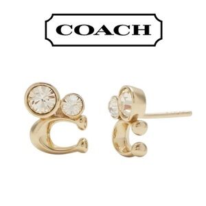Coach Signature Crystal Cluster Stud Earrings